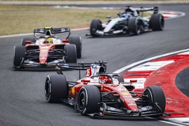 SHANGHAI - Charles Leclerc (Scuderia Ferrari HP) and Lewis Hamilton (Scuderia Ferrari HP) in action during the race at the Shanghai International Circuit ahead of the Chinese Grand Prix. SANDER KONING ANP xVIxANPxSportx xxANPxIVx 553378300 originalFilename: 553378300.jpg