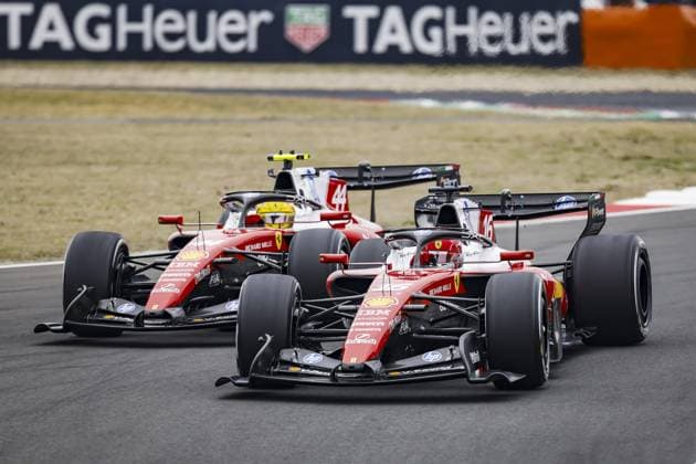 SHANGHAI - Charles Leclerc (Scuderia Ferrari HP) and Lewis Hamilton (Scuderia Ferrari HP) in action during the race at the Shanghai International Circuit ahead of the Chinese Grand Prix. SANDER KONING ANP xVIxANPxSportx xxANPxIVx 553378302 originalFilename: 553378302.jpg