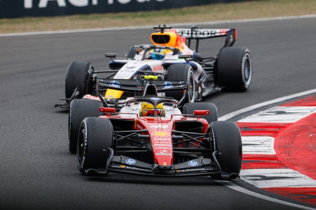 CHINA-MOTORSPORTS F1-SHANGHAI Ferrari™s Lewis Hamilton followed by Racing Bull™s Arvid Lindblad at Shanghai International Circuit during the race at the F1 Chinese Grand Prix, Shanghai, China, March 15, 2026. NEXPHER Peter Li SHANGHAI