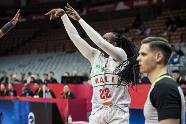 WUHAN, CHINA - MARCH 15: Kamite Elisabeth Dabou 22 of Mali shoots the ball during FIBA Women s Basketball World Cup 2026 Qualifying Tournaments between Mali and Brazil at Wuhan Sports Centre on March 15, 2026 in Wuhan, Hubei Province of China.  Copyright: xVCGx 111628303518