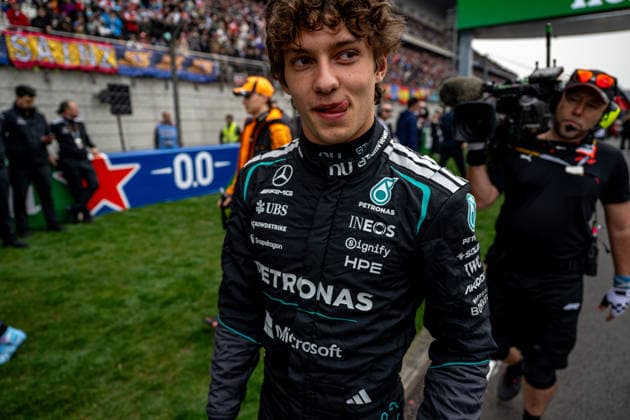 SHANGHAI, CHINA: Andrea Kimi Antonelli, racing for the Mercedes team during the 2026 Formula 1 Chinese Grand Prix at the Shanghai International Circuit in Shanghai, China