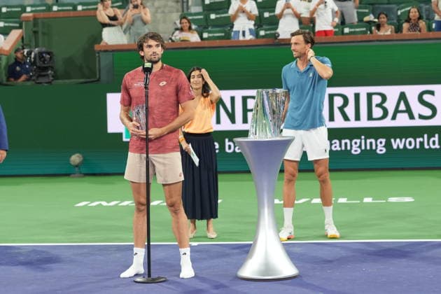 TENNIS : Indian Wells ATP, Tennis Herren Masters 1000 - 15 03 2026 Les cousins Arthur Rinderknech et Valentin Vacherot - Indian Wells 2026 - USA - 15 03 2026 INDIAN WELLS  Copyright: xCCx