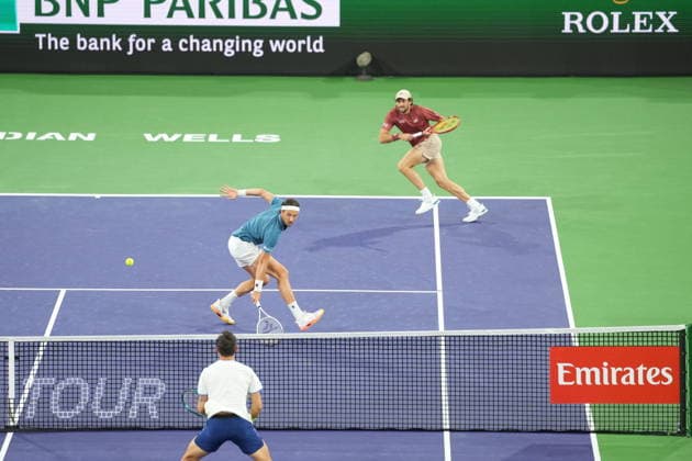 TENNIS : Indian Wells ATP, Tennis Herren Masters 1000 - 15 03 2026 Les cousins Arthur Rinderknech et Valentin Vacherot - Indian Wells 2026 - USA - 15 03 2026 INDIAN WELLS  Copyright: xCCx