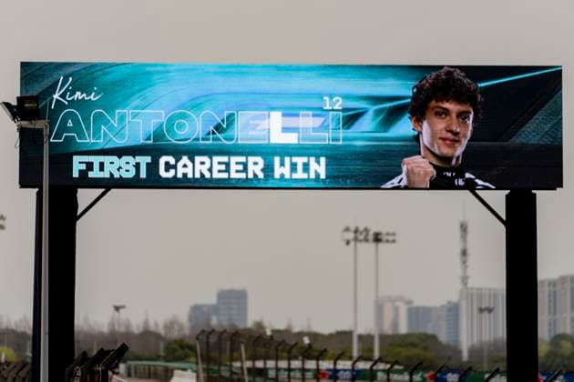 SHANGHAI Formula 1 driver Kimi Antonelli of Mercedes AMG Petronas Formula One Team wins a race for the first time during the Formula 1 China Shanghai race at the Shanghai International Circuit on March 15, 2025 in Shanghai, China Photo by DeFodi Images