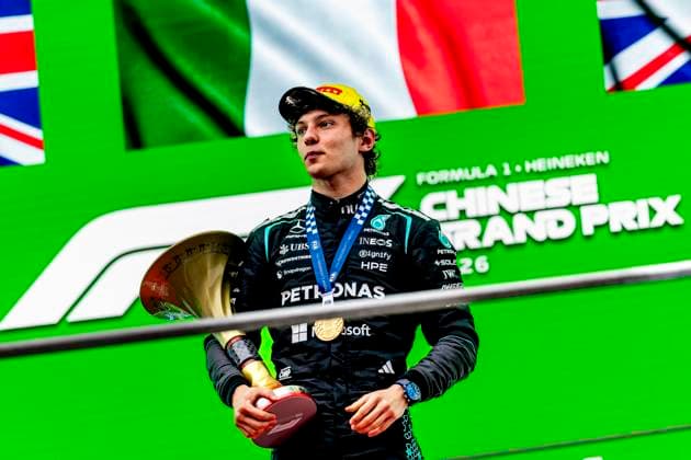SHANGHAI Formula 1 driver Kimi Antonelli of Mercedes AMG Petronas Formula One Team wins his first Formula 1 race during the Formula 1 China Shanghai race at the Shanghai International Circuit on March 15, 2025 in Shanghai, China Photo by DeFodi Images