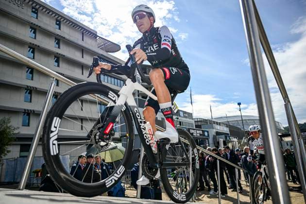 Paris Nice 2026 Stage 8 NICE, FRANCE - MARCH 15 : Soler Marc (ESP) of UAE Team Emirates - XRG on stage before the start of the race during stage 8 of the 84th edition of Paris - Nice an UCI World Tour 2.UWT cycling road race stage for Men Elite of 145 km with start in Nice and finish in Nice on March 15, 2026 in Nice, France, 15 03 2026 ( Motordriver Guy De Vuyst - Nice France  Copyright: xNicoxVereeckenx