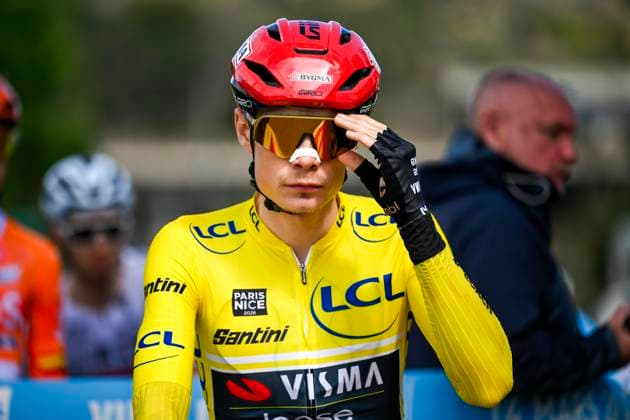Paris Nice 2026 Stage 8 NICE, FRANCE - MARCH 15 : Vingegaard Jonas (DEN) of Team Visma Lease a Bike before the start of the race during stage 8 of the 84th edition of Paris - Nice an UCI World Tour 2.UWT cycling road race stage for Men Elite of 145 km with start in Nice and finish in Nice on March 15, 2026 in Nice, France, 15 03 2026 ( Motordriver Guy De Vuyst - Nice France  Copyright: xNicoxVereeckenx