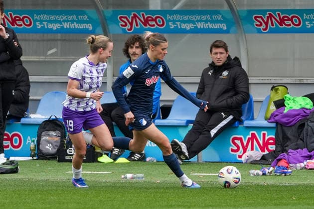 Google Pixel Women Bundesliga TSG Hoffenheim vs SGS Essen, Dietmar Hopp Stadion, 15 03 2026 Duel between Selina Cerci TSG Hoffenheim Women, 29 and Beke Sterner SGS Essen Women, 19 Google Pixel Women Bundesliga TSG Hoffenheim vs SGS Essen, Dietmar Hopp Stadion, 15 03 2026 DFB DFL REGULATIONS PROHIBIT ANY USE OF PHOTOGRAPHS AS IMAGE SEQUENCES AND OR QUASI VIDEO Copyright: xBEAUTILUSxSPORTS Hillx