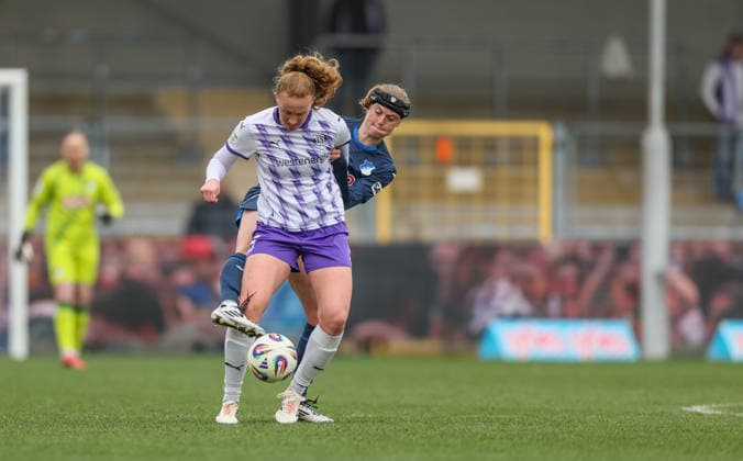 GER, Hoffenheim, TSG Hoffenheim vs SGS Essen, Google Pixel Women Bundesliga, Football, DFB, Season 2025 2026, Dietmar Hopp Stadium, 20 Matchday in picture v l Laura Pucks SGS Essen Women 15 , Wià lle Douma TSG Hoffenheim Women 13 DFB DFL REGULATIONS PROHIBIT ANY USE OF PHOTOGRAPHS AS IMAGE SEQUENCES AND OR QUASI VIDEO, 15 03 2026 Copyright: HMBxMedia HendrikxHamelau