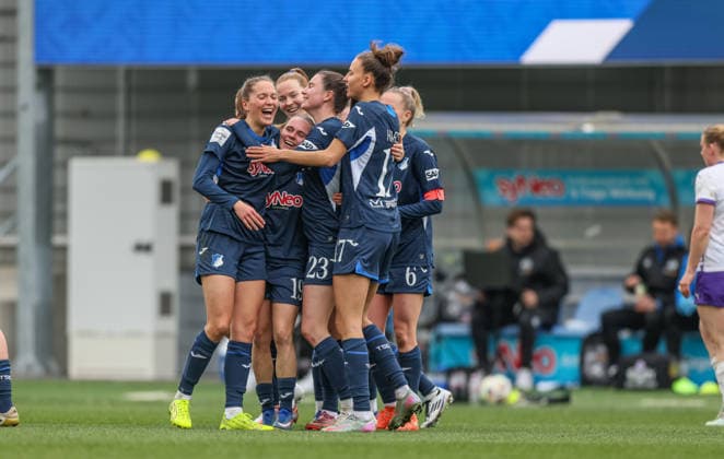 GER, Hoffenheim, TSG Hoffenheim vs SGS Essen, Google Pixel Womens Bundesliga, Football, DFB, Season 2025 2026, Dietmar Hopp Stadium, 20 Matchday in picture Lisann Kaut TSG Hoffenheim Women 4 scores the 2 0, in goal, cheers and joy, emotions DFB DFL REGULATIONS PROHIBIT ANY USE OF PHOTOGRAPHS AS IMAGE SEQUENCES AND OR QUASI VIDEO, 15 03 2026 Copyright: HMBxMedia HendrikxHamelau