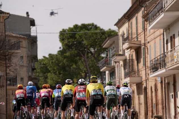 The pack rides during the 142-kilometer Stage 7 of the Tirreno-Adriatico cycling race from Civitanova Marche to San Benedetto del Tronto - Italy,- Sunday , March 15, 2026. - cycling .  Copyright: xMarcoxAlpozzi LaPressex