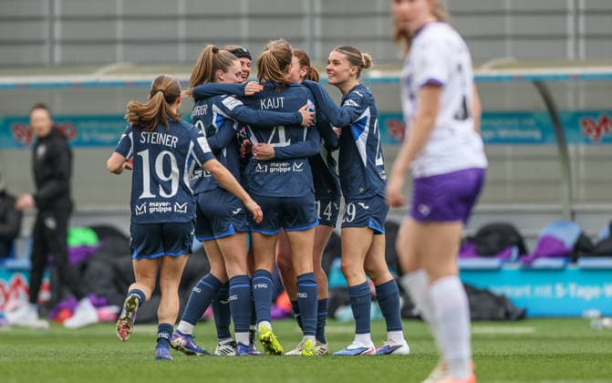 GER, Hoffenheim, TSG Hoffenheim vs SGS Essen, Google Pixel Womens Bundesliga, Football, DFB, Season 2025 2026, Dietmar Hopp Stadium, 20 Matchday in picture Lisann Kaut TSG Hoffenheim Women 4 scores the 2 0, in goal, Cheers and joy, Emotions, Selina Cerci TSG Hoffenheim Women 29 DFB DFL REGULATIONS PROHIBIT ANY USE OF PHOTOGRAPHS AS IMAGE SEQUENCES AND OR QUASI VIDEO, 15 03 2026 Copyright: HMBxMedia HendrikxHamelau