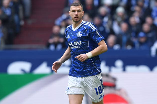Soccer 2 Bundesliga 26 Matchday FC Schalke 04 Hannover 96 on 15 03 2026 at the Veltins Arena in Gelsenkirchen Edin Dzeko Schalke DFL regulations prohibit any use of photographs as image sequences and or quasi video xRx