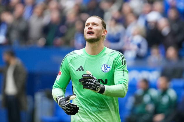 Soccer 2 Bundesliga, Matchday 26, FC Schalke 04 Hannover 96 on 15 03 2026 in Gelsenkirchen VELTINS Arena , Germany, Season 2025 2026 DFB DFL REGULATIONS PROHIBIT ANY USE OF PHOTOGRAPHS as IMAGE SEQUENCES and or QUASI VIDEO In Focus Karius, Loris 1,S04 Gelsenkirchen VELTINS Arena Germany Copyright: xChristophxKinzingerx