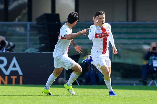 March 15, 2026, Verona, PRO: Genoa s Vitinha jubilates with his teammate Genoa™s Mikael Egill Ellertsson after scoring the goal 0-1 during the Italian Serie A soccer match Hellas Verona FC vs Genoa CFC at Marcantonio Bentegodi Stadium in Verona, Italia, 15 March 2026. .ANSA EMANUELE PENNACCHIO. Soccer: Serie A; Hellas Verona FC Vs Genoa CFC  - ZUMAa110 20260315_zaf_a110_010 Copyright: xEmanuelexPennacchiox