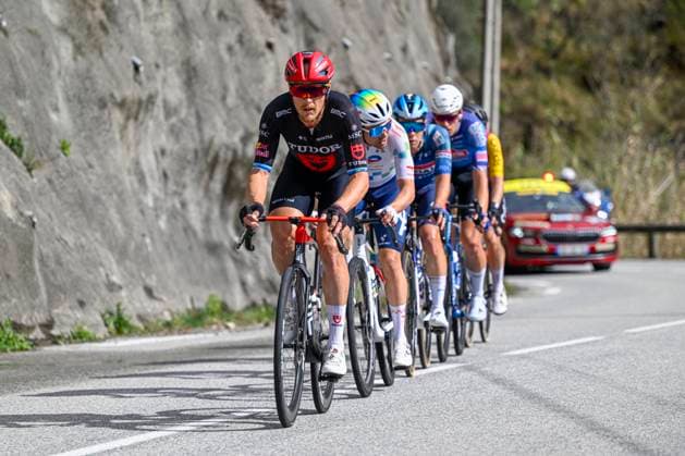 Paris Nice 2026 Stage 8 NICE, FRANCE - MARCH 15 : Trentin Matteo (ITA) of Tudor Pro Cycling Team leading the escape pack during stage 8 of the 84th edition of Paris - Nice an UCI World Tour 2.UWT cycling road race stage for Men Elite of 145 km with start in Nice and finish in Nice on March 15, 2026 in Nice, France, 15 03 2026 ( Motordriver Guy De Vuyst - Nice France  Copyright: xNicoxVereeckenx