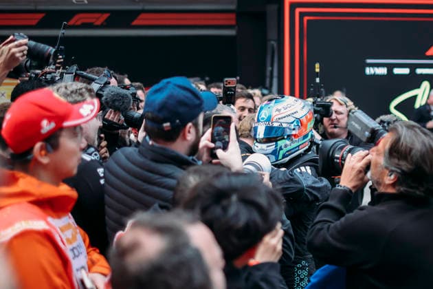 March 15, 2026, Shanghai, Shanghai, China: Mercedes-AMG Petronas Formula One Team driver ANDREA KIMI ANTONELLI embraces his family while surrounded by media and photographers after winning the Formula One Chinese Grand Prix at Shanghai International Circuit. 2026 Chinese Grand Prix  - ZUMAh201 20260315_zsp_h201_042 Copyright: xYichinxHoux