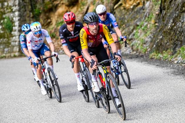 Paris Nice 2026 Stage 8 NICE, FRANCE - MARCH 15 : Thomas Benjamin (FRA) of Cofidis leading the escape pack during stage 8 of the 84th edition of Paris - Nice an UCI World Tour 2.UWT cycling road race stage for Men Elite of 145 km with start in Nice and finish in Nice on March 15, 2026 in Nice, France, 15 03 2026 ( Motordriver Guy De Vuyst - Nice France  Copyright: xNicoxVereeckenx