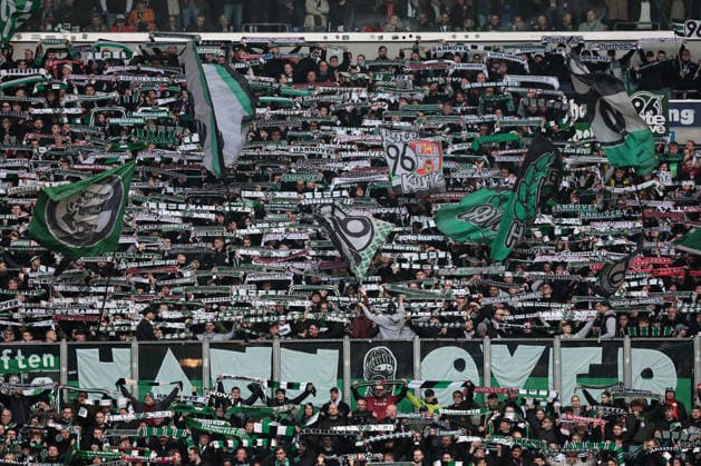 Fans of Hannover 96 at the match of the 2 Bundesliga season 2025 26 FC Schalke 04 Hannover 96 Copyright Thomas Pakusch