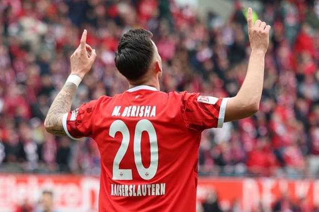 15 03 2026, xrekx, Fußball 2 Bundesliga, 1 FC Kaiserslautern Karlsruher SC v l Torjubel nach dem Tor zum celebrating the goal celebrate 2 0 durch Mergim Berisha 1 FC Kaiserslautern DFL DFB REGULATIONS PROHIBIT ANY USE OF PHOTOGRAPHS as IMAGE SEQUENCES and or QUASI VIDEO Kaiserslautern