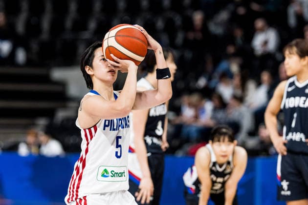 LYON-VILLEURBANNE, FRANCE - MARCH 15: Kent Jane Pastrana (Philippines, 5) shoots from the freethrow line during the FIBA Women™s World Cup Qualifying Tournament match between Philippines (PHI) vs. Republic of Korea (KOR) at Astroballe on matchday 4 of the FIBA Women™s World Cup Qualifying Tournament on March 15, 2026 in Lyon-Villeurbanne, France. France Copyright: xSteffiexWunderlx
