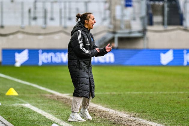 Soccer I Women I Season 2025 2026 I Bundesliga I 20 Matchday I FC Carl Zeiss Jena Hamburger SV I 15 03 2026 Liese Brancao Coach, Hamburger SV reacts emotionally in the coaching zone Crop, close-up, portrait, portrait, single photo, single image, body Jena Ernst Abbe Sportfeld, ad hoc Arena Thuringia Germany Copyright: xLobeca InesxHähnelx