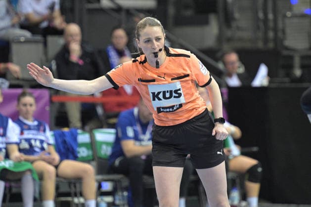 Referee Sophia Janz from the DHB Elite Connection Squad Thueringer HC vs HSG Blomberg Lippe, Handball, Women, DHB Cup Haushahn Final 4, Match for 3rd place, Season 2025 2026, 15 03 2026 Thueringer HC vs HSG Blomberg Lippe, Handball, Women, DHB Cup Haushahn Final 4, Match for 3rd place, Season 2025 2026, 15 03 2026 Stuttgart Copyright: xEibner-Pressefoto TobiasxBaurx EP_TBR