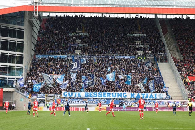 15 03 2026, xrekx, Soccer 2 Bundesliga, 1 FC Kaiserslautern Karlsruher SC v l KSC Fans ,Atmosphere, Scarves, Ultras, Spectators, Visitors, Choreo, Choreography, atmosphere, scarves, spectators, visitors DFL DFB REGULATIONS PROHIBIT ANY USE OF PHOTOGRAPHS as IMAGE SEQUENCES and or QUASI VIDEO Kaiserslautern