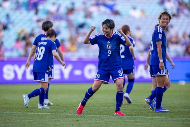 (260315) -- SYDNEY, March 15, 2026 -- Riko Ueki (C) of Japan celebrates a score during the quarterfinal of Women s Asian Cup between Japan and Philippines in Sydney, Australia, March 15, 2026. (Photo by Xinhua) (SP)AUSTRALIA-SYDNEY-FOOTBALL-WOMEN S ASIAN CUP-QUARTERFINALS-JPN VS PHI HuxJingchen 
