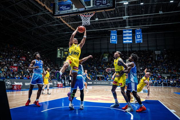 15 03 2026, xhfmx, Basketball easyCredit BBL Bundesliga, Frankfurt Skyliners EWE Baskets Oldenburg Nicholas Tischler EWE Baskets Oldenburg DFL DFB REGULATIONS PROHIBIT ANY USE OF PHOTOGRAPHS as IMAGE SEQUENCES and or QUASI VIDEO Frankfurt am Main