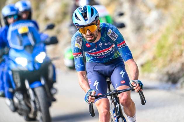Paris Nice 2026 Stage 8 NICE, FRANCE - MARCH 15 : Paret-Peintre Aurelien (FRA) of Decathlon CMA CGM Team attacking during stage 8 of the 84th edition of Paris - Nice an UCI World Tour 2.UWT cycling road race stage for Men Elite of 145 km with start in Nice and finish in Nice on March 15, 2026 in Nice, France, 15 03 2026 ( Motordriver Guy De Vuyst - Nice France  Copyright: xNicoxVereeckenx