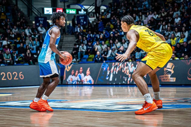 15 03 2026, xhfmx, Basketball easyCredit BBL Bundesliga, Frankfurt Skyliners EWE Baskets Oldenburg v l Nahiem Alleyne Skyliners Frankfurt , Colin Schroeder EWE Baskets Oldenburg DFL DFB REGULATIONS PROHIBIT ANY USE OF PHOTOGRAPHS as IMAGE SEQUENCES and or QUASI VIDEO Frankfurt am Main