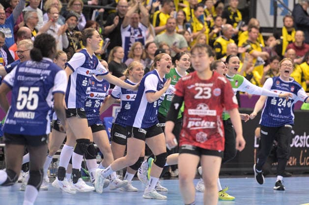 HSG Blomberg Lippe celebrates 3rd place Thueringer HC vs HSG Blomberg Lippe, handball, women, DHB Cup Haushahn Final 4, match for 3rd place, 2025 2026 season, 15 03 2026 Thueringer HC vs HSG Blomberg Lippe, handball, women, DHB Cup Haushahn Final 4, match for 3rd place, 2025 2026 season, 15 03 2026 Stuttgart Copyright: xEibner-Pressefoto TobiasxBaurx EP_TBR
