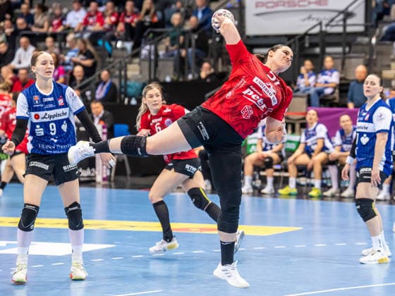 Josefine Hanfland Thueringer HC, 57 comes free to throw at the circle, Thueringer HC vs HSG Blomberg Lippe, Handball, DHB Pokal Haushahn Final 4, Match for 3rd place, Match time 2025 2026, 15 03 2026 Thueringer HC vs HSG Blomberg Lippe, Handball, DHB Pokal Haushahn Final 4, Match for 3rd place, Match time 2025 2026, 15 03 2026 Stuttgart Copyright: xMichaelxSchmidt Eibner-Pressefotx EP_MST