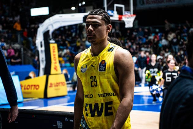 15 03 2026, xhfmx, Basketball easyCredit BBL Bundesliga, Frankfurt Skyliners EWE Baskets Oldenburg Colin Schroeder EWE Baskets Oldenburg DFL DFB REGULATIONS PROHIBIT ANY USE OF PHOTOGRAPHS as IMAGE SEQUENCES and or QUASI VIDEO Frankfurt am Main