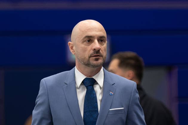 Milenko Bogicevic MBC, Head Coach , Syntainics MBC vs ALBA BERLIN, Basketball, 1 Bundesliga, Men, 24 Matchday, Season 2025 26, 15 03 2026 Weißenfels Stadthalle Sachsen Anhalt Germany