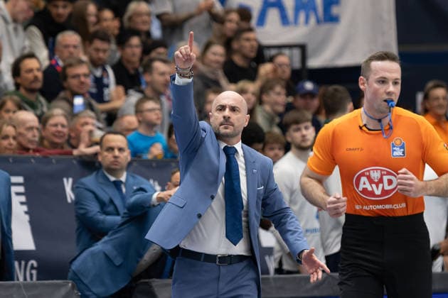 Milenko Bogicevic MBC, Head Coach , Syntainics MBC vs ALBA BERLIN, Basketball, 1 Bundesliga, Men, 24 Matchday, Season 2025 26, 15 03 2026 Weißenfels Stadthalle Sachsen Anhalt Germany