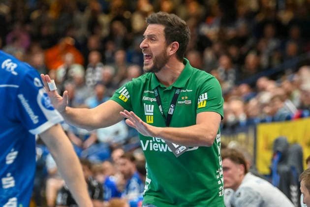 Benjamin Matschke Frisch Auf Goeppingen, Coach gestures TBV Lemgo Lippe vs Frisch Auf Goeppingen, Handball, 1 Bundesliga, 25 Matchday, Season 2025 2026, 15 03 2026, TBV Lemgo Lippe vs Frisch Auf Goeppingen, Handball, 1 Bundesliga, 25 Matchday, Season 2025 2026, 15 03 2026 Lemgo Copyright: xEibner-Pressefoto RobertxGertzenx EP_RGN