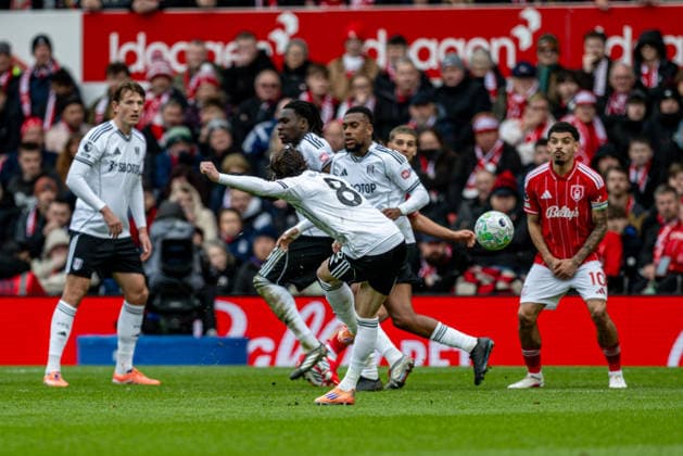 15th March 2026; The City Ground, Nottingham, England; Premier League Football, Nottingham Forest versus Fulham; Harry Wilson of Fulham FC shoots at goal  GodfreyxPitt Content restricted for UK based newspaper