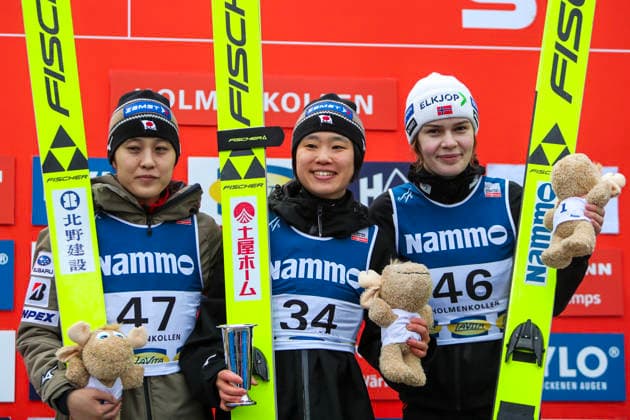 Holmenkollen Ski Festival 2025 Oslo 20260315. Yuki Ito from Japan takes 1st place, Nozomi Maruyama from Japan takes 2nd place and Anna Odine Strom takes 3rd place during the women s large hill jump in the World Cup in Holmenkollen on Sunday. Photo: Christoffer Andersen NTB Oslo Norway EDITORIAL USE ONLY. RESTRICTED USE FOR BETTING COMPANIES Ref:_SPO8tJu87bIZeE.jpg *** Holmenkollen Ski Festival 2025 Oslo 20260315 Yuki Ito from Japan takes 1st place, Nozomi Maruyama from Japan takes 2nd place and Anna Odine Strom takes 3rd place during the women s large hill jump in the World Cup in Holmenkollen on Sunday Photo Christoffer Andersen NTB Oslo Norway EDITORIAL USE ONLY RESTRICTED USE FOR BETTING COMPANIES  Copyright: xChristofferxAndersenx xNTBx