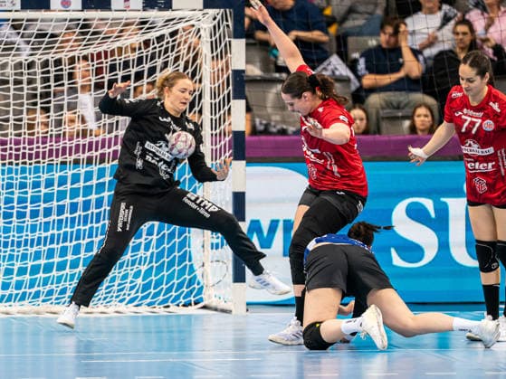Christina Loevgren Hallberg Thueringer HC, 01 saves a throw, Thueringer HC vs HSG Blomberg Lippe, Handball, DHB Pokal Haushahn Final 4, Match for 3rd place, Match time 2025 2026, 15 03 2026 Thueringer HC vs HSG Blomberg Lippe, Handball, DHB Pokal Haushahn Final 4, Match for 3rd place, Match time 2025 2026, 15 03 2026 Stuttgart Copyright: xMichaelxSchmidt Eibner-Pressefotx EP_MST