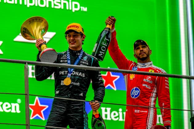 Podium for the Formula 1 Chinese Grand Prix, at the Shanghai International Circuit, March 15, 2026, in China CHN Winner 12 Andrea Kimi Antonelli ITA of the Mercedes AMG PETRONAS Formula One Team GER at the wheel of the Mercedes AMG F1 W17 E Performance Third 44 Lewis Hamilton GBR Scuderia Ferrari HP ITA Ferrari SF 26 Photo by Ian Bundey Eurasia Sport Images Shanghai Shanghai International Circuit China Copyright: x x2026xEurasiaxSportxImagesx jp-en-EuSpIm-MPSA_F1_26_CHINA_-777