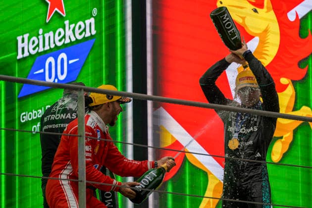 Podium for the Formula 1 Chinese Grand Prix, at the Shanghai International Circuit, March 15, 2026, in China CHN Winner 12 Andrea Kimi Antonelli ITA of the Mercedes AMG PETRONAS Formula One Team GER at the wheel of the Mercedes AMG F1 W17 E Performance Runner up 63 George Russell GBR Mercedes AMG PETRONAS Formula One Team GER Mercedes AMG F1 W17 E Performance Third 44 Lewis Hamilton GBR Scuderia Ferrari HP ITA Ferrari SF 26 Photo by Ian Bundey Eurasia Sport Images Shanghai Shanghai Shanghai International Circuit China Copyright: x x2026xEurasiaxSportxImagesx jp-en-EuSpIm-MPSA_F1_26_CHINA_-774