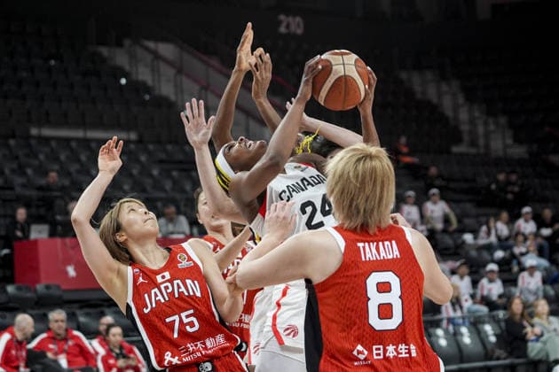 Canada v Japan - 2026 FIBA Women s Basketball World Cup qualification ISTANBUL, TURKIYE - MARCH 15: Aaliyah Edwards (24) of Canada in action against Nanako Todo (75) of Japan during 2026 FIBA Women s Basketball World Cup qualification Group C match between Canada and Japan at Basketball Development Center in Istanbul, Turkiye on March 15, 2026. Beyza Comert Anadolu Istanbul Turkey. Editorial use only. Please get in touch for any other usage.  Copyright: x2026xAnadoluxBeyzaxComertx