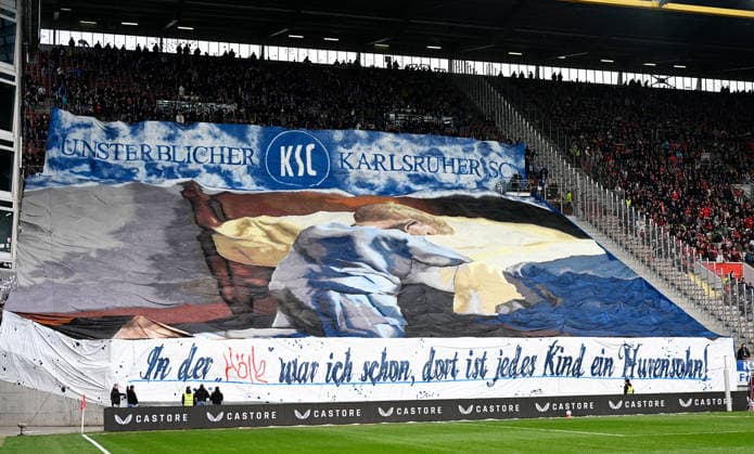 Soccer 2 Bundesliga Season 2025 26 1 FC Kaiserslautern 15 03 2026 Fritz Walter Stadion 1 FC Kaiserslautern fck Karlsruher SC ksc 3 0 Choreography in the guest block 1 FC Kaiserslautern