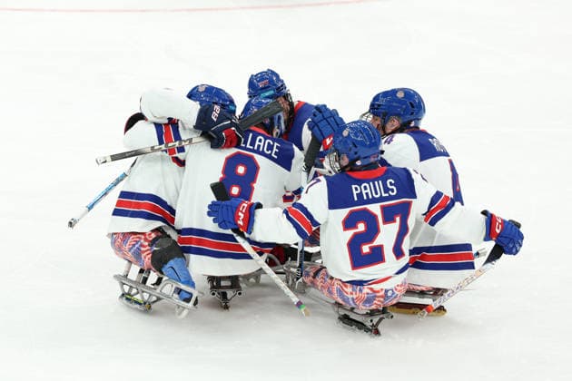 March 15, 2026, Milan, Lombardy, Italy: JACK WALLACE 8 of USA celebrates scoring his side s first goal in the Final game between Team United States (USA) and Team Canada (CAN) at the Milano Cortina 2026 Paralympic Winter games, Winterspiele,Spiele, Summer games Milan Italy - ZUMAc179 20260315_zep_c179_004 Copyright: xMickaelxChavetx