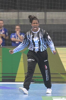 Vanessa Fehr HSG Bensheim Auerbach, 16 in goal Cheering after save goal HSG Bensheim Auerbach vs BVB Borussia Dortmund Handball, Handball, Women, DHB Pokal Haushahn Final 4, Final, Season 2025 2026, 15 03 2026 HSG Bensheim Auerbach vs BVB Borussia Dortmund Handball, Handball, Women, DHB Pokal Haushahn Final 4, Final, Season 2025 2026, 15 03 2026 Stuttgart Copyright: xEibner-Pressefoto TobiasxBaurx EP_TBR