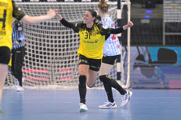 Kelly Vollebregt BVB Borussia Dortmund Handball, 31 Cheering after goal HSG Bensheim Auerbach vs BVB Borussia Dortmund Handball, Handball, Women, DHB Pokal Haushahn Final 4, Final, Season 2025 2026, 15 03 2026 HSG Bensheim Auerbach vs BVB Borussia Dortmund Handball, Handball, Women, DHB Pokal Haushahn Final 4, Final, Season 2025 2026, 15 03 2026 Stuttgart Copyright: xEibner-Pressefoto TobiasxBaurx EP_TBR