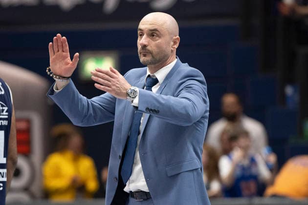 EasyCredit Basketball Bundesliga 2025 2026 Syntainics MBC vs Alba Berlin Weissenfels, Germany 15 March 2026 In the picture Coach Milenko Bogicevic Weissenfels Weissenfels Stadthalle Weissenfels Saxony Anhalt Germany
