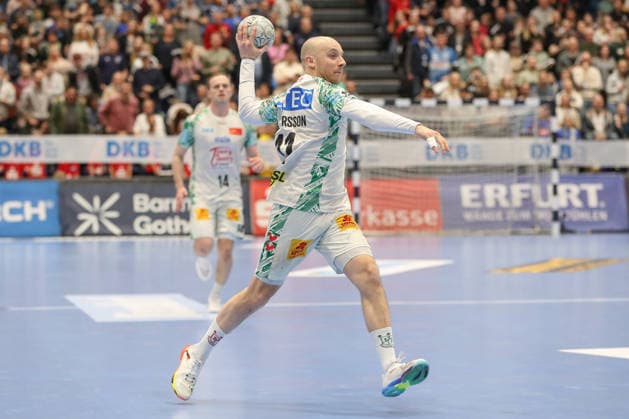 15 03 2026, xgox, Handball Daikin HBL Bergischer HC SC Magdeburg emspor, v l Daniel Pettersson Magdeburg, 11 throws goal, goal scorer, scores goal, scores the goal Duesseldorf